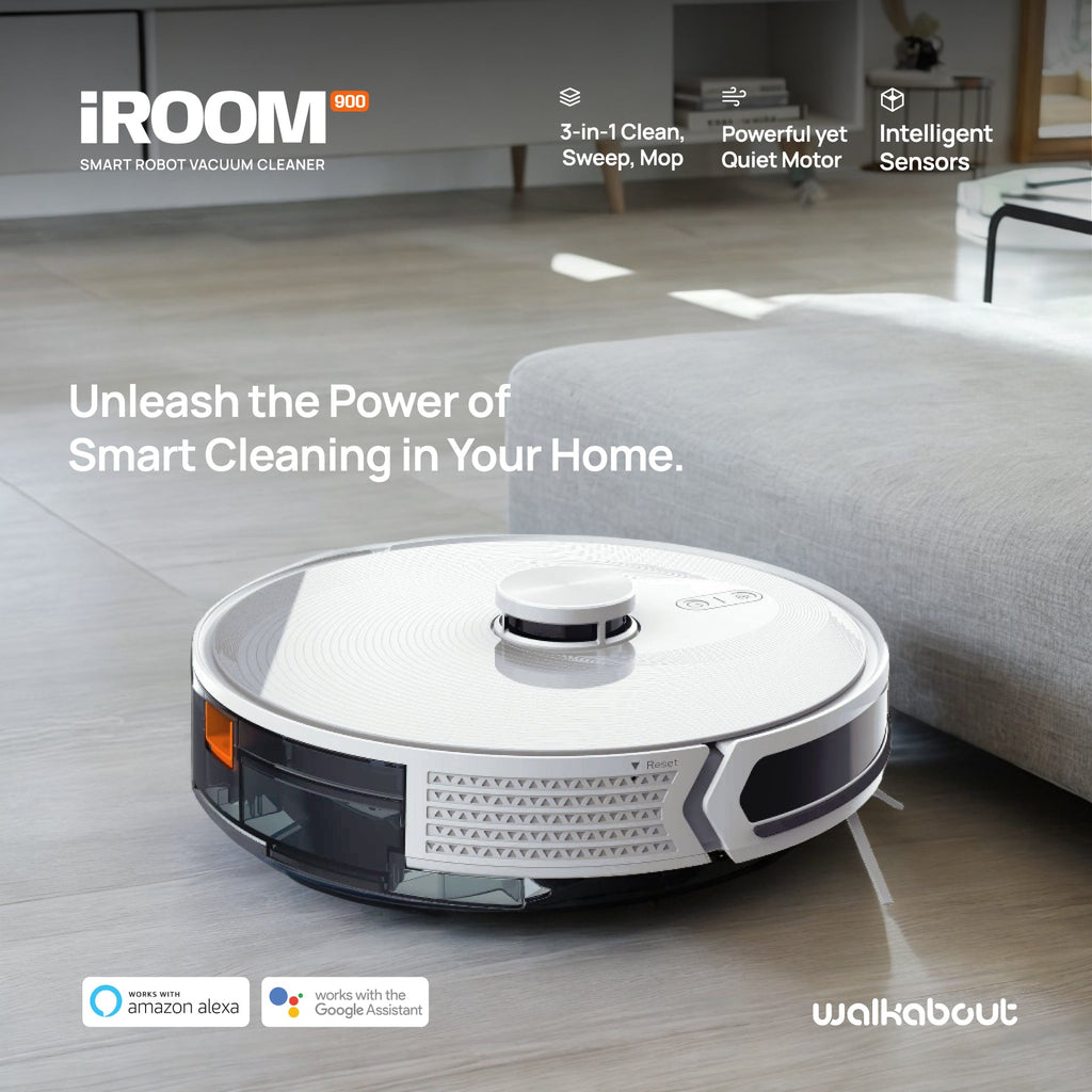 Walkabout iRoom 900 Multi-Surface Smart Robot Vacuum and Mop With App-Based Automated Cleaning System